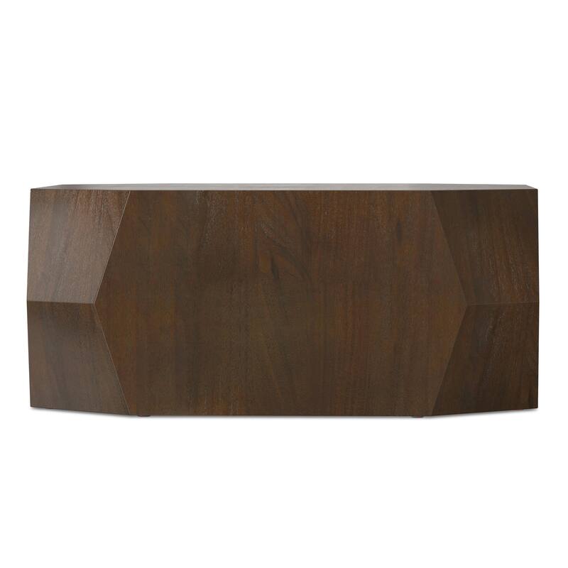 Wyndenhall Stamford 39" Wide Acacia Wood Contemporary Coffee Table in Walnut & Assembled