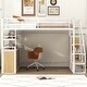 preview thumbnail 3 of 10, White+Natural Industrial Metal Full Loft Bed with Shelf, Storage Staircase and Wardrobe Locker