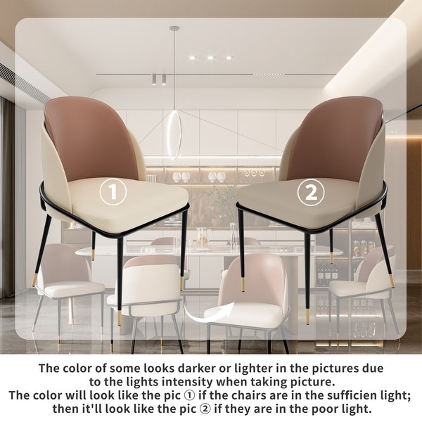 Set of 2 Microfiber Leather Upholstered Dining Chairs with Metal