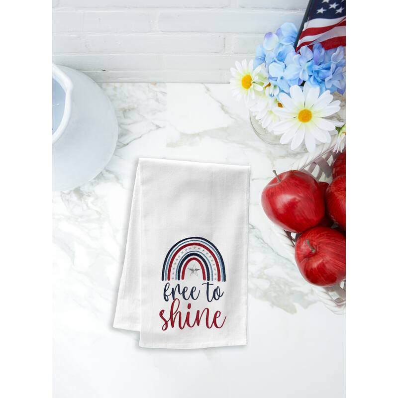 Free To Shine Patriotic Rainbow Kitchen Towel Dishtowel Decor