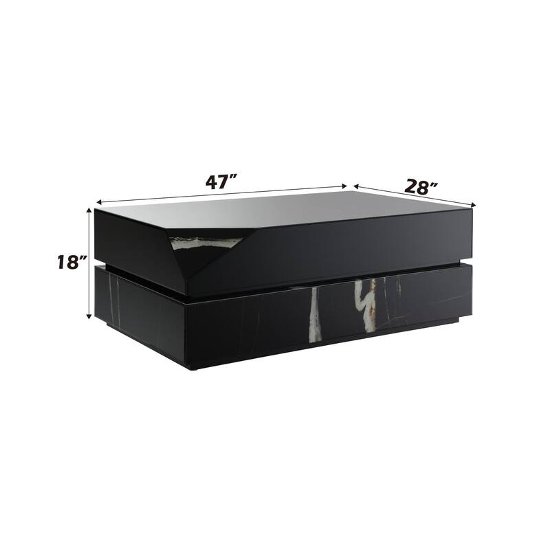 Black Mirrored Finish Coffee Table - Black