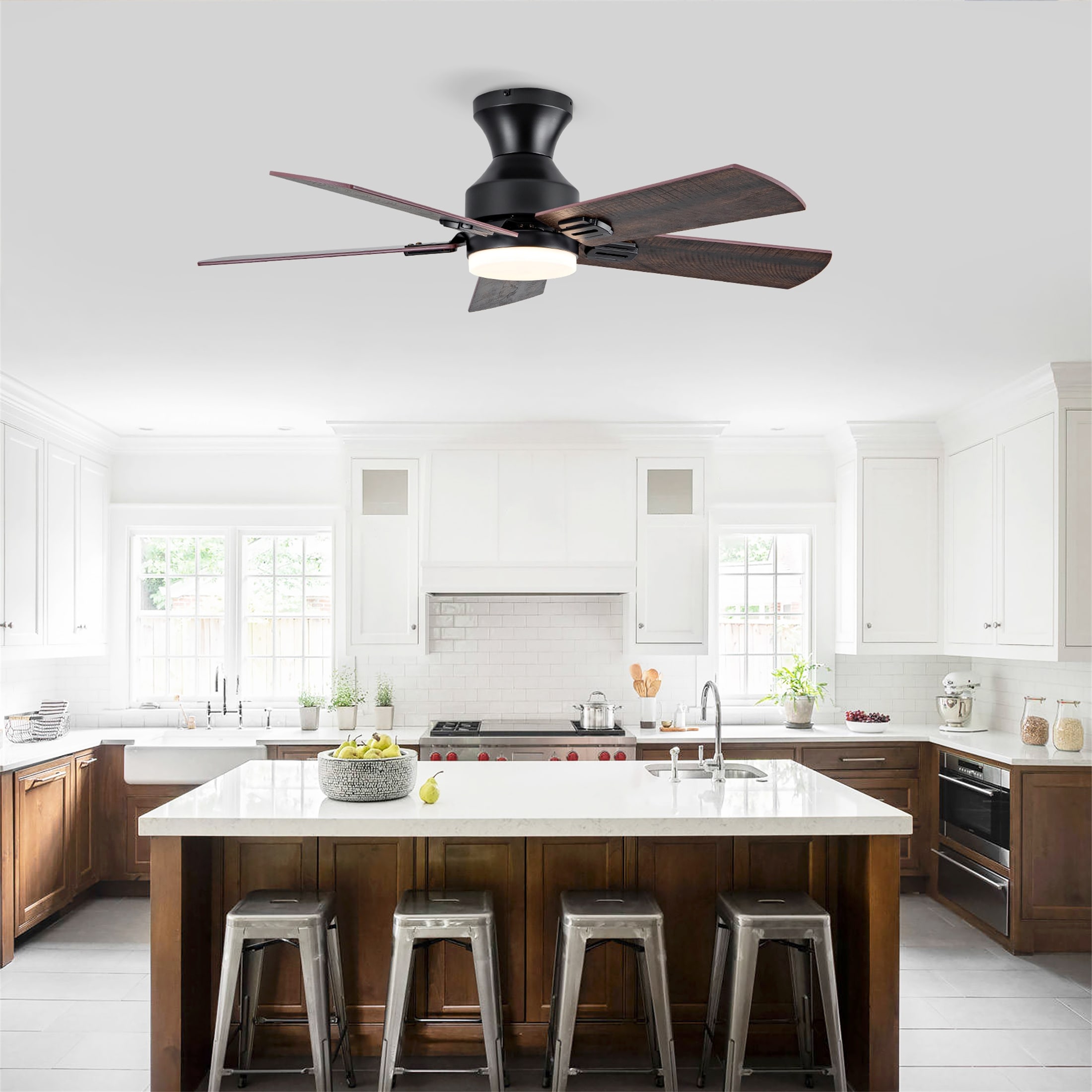 42 Inch Low Profile Ceiling Fan with Light and Remote Control