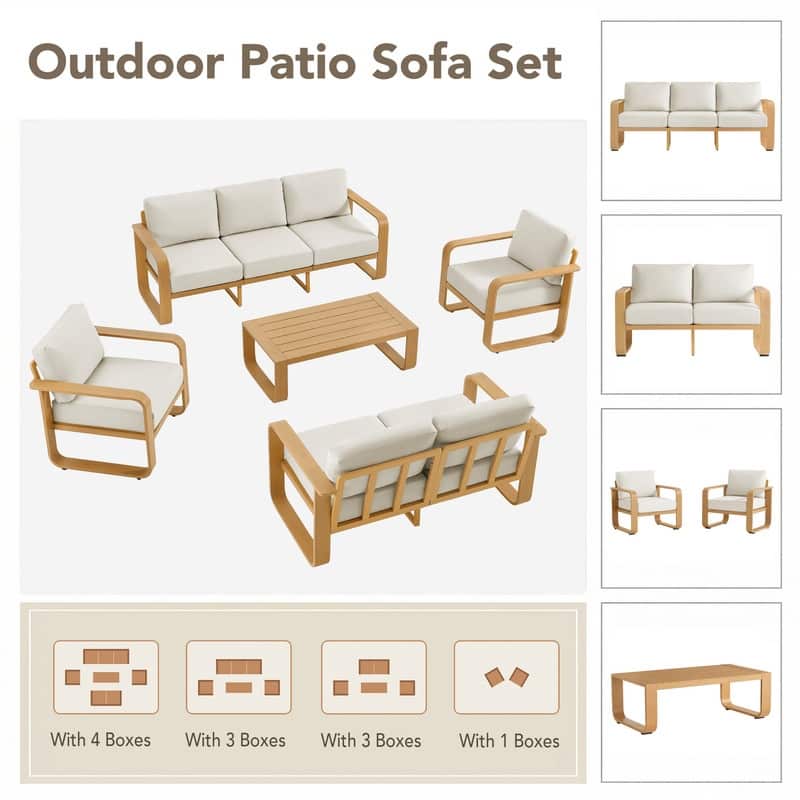 Spruce & Spring Outdoor Patio Furniture Set Aluminum Sofa Accent Chair