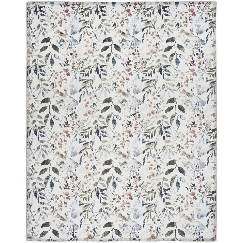 Nozod Power Loomed Floral Non Skid Area Rug By HomeRoots - 8' x 10'