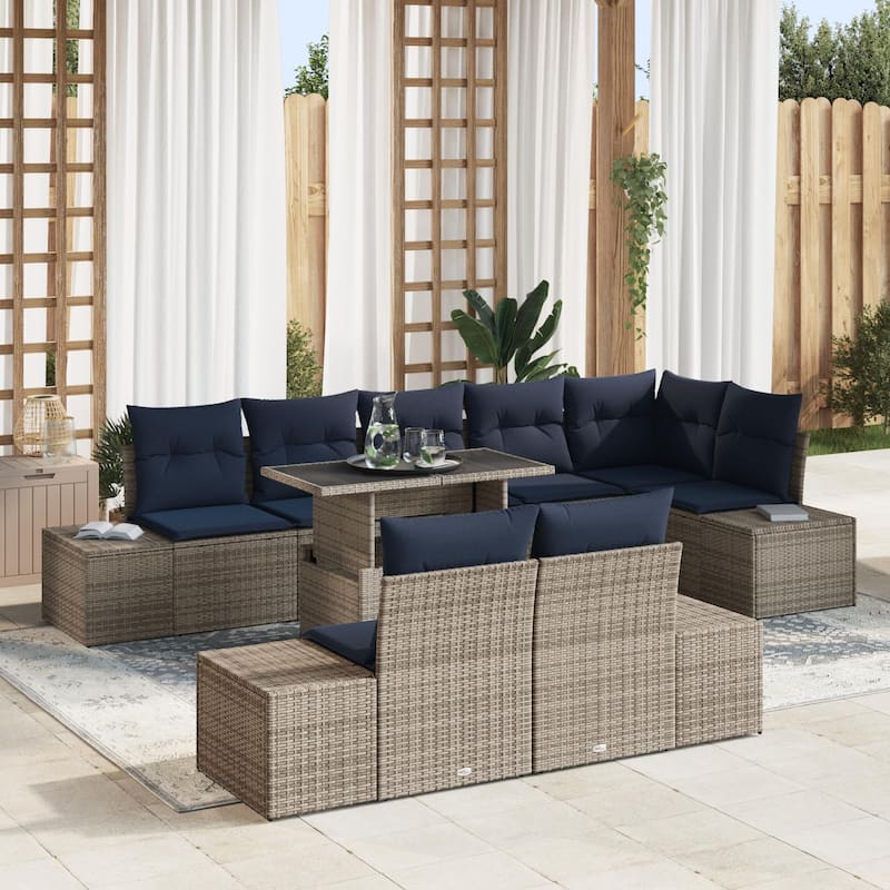 vidaXL 9 Piece Garden Sofa Set with Cushions - 125.6×60.6×27.2 - Grey