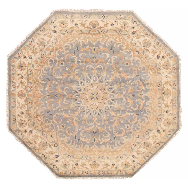 ECARPETGALLERY Hand-knotted Royal Oushak Light Denim Blue Wool Rug - 7'10 x 7'10 - Light Denim Blue - 7'10 x 7'10