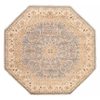 ECARPETGALLERY Hand-knotted Royal Oushak Light Denim Blue Wool Rug - 7'10 x 7'10