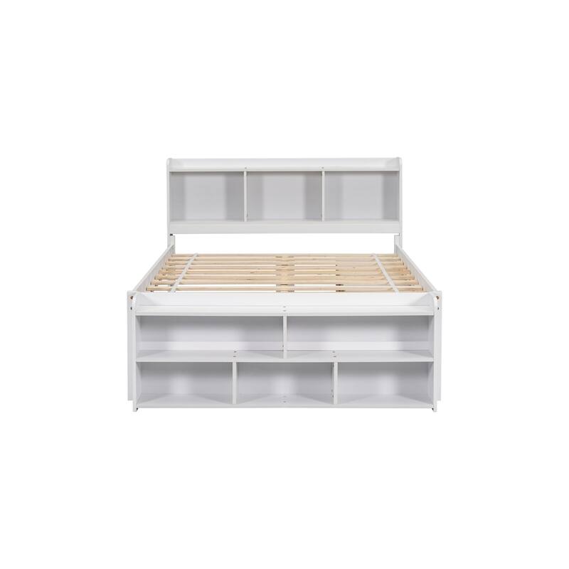 Full Bed with Bookcase Headboard, Under bed Storage Drawers