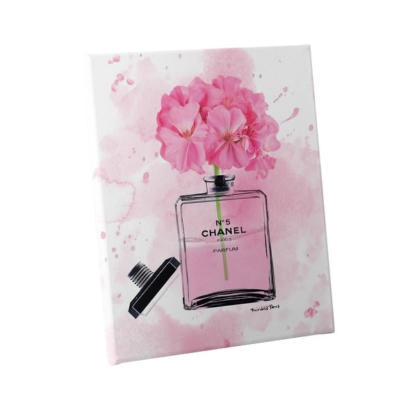 Fairchild Paris Chanel Pink Flower Bottle Canvas Wall Art 16 X 20 Overstock 32627858
