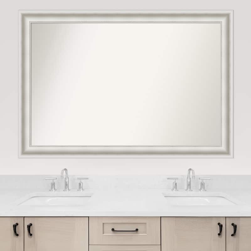 Parlor White Framed Non-Beveled Custom Wall Mirror, Bathroom Vanity Mirror