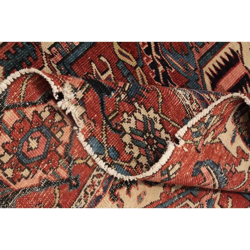 Hand Knotted Oriental 100% Wool Carpet Traditional Medallion Oranges & Rust Heriz (serapi) Area Rug - 14' 3'' X 10' 2''