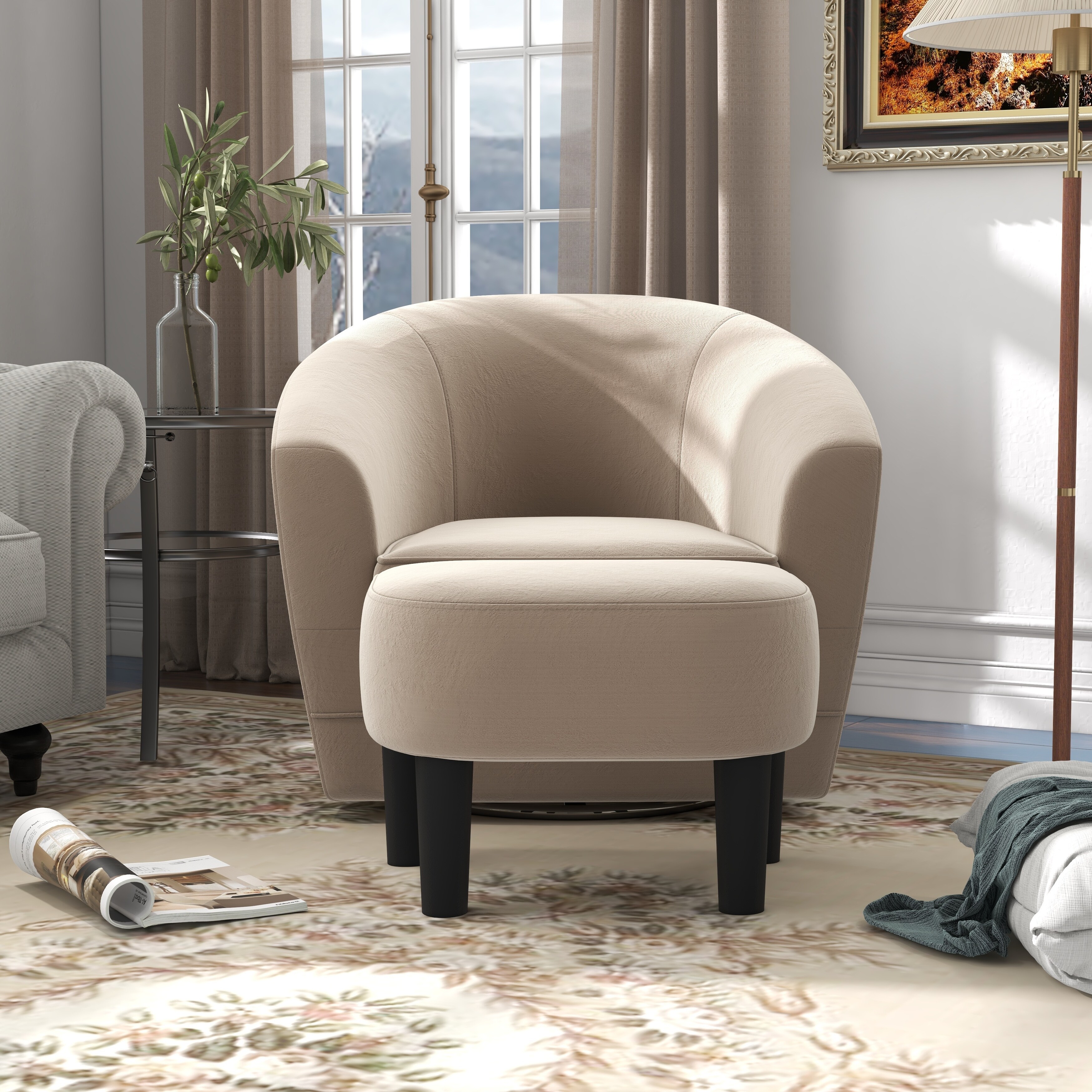 Ottoman Chairs For Living Room Accent Chair, Mid-Century Modern