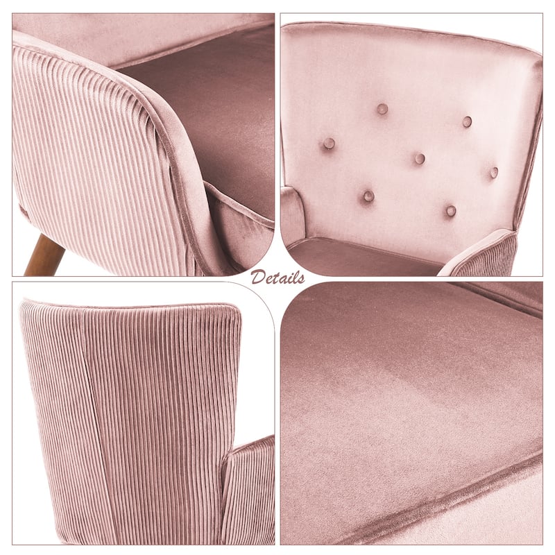 Velvet Upholstered Accent Chair Armchair for Living Room