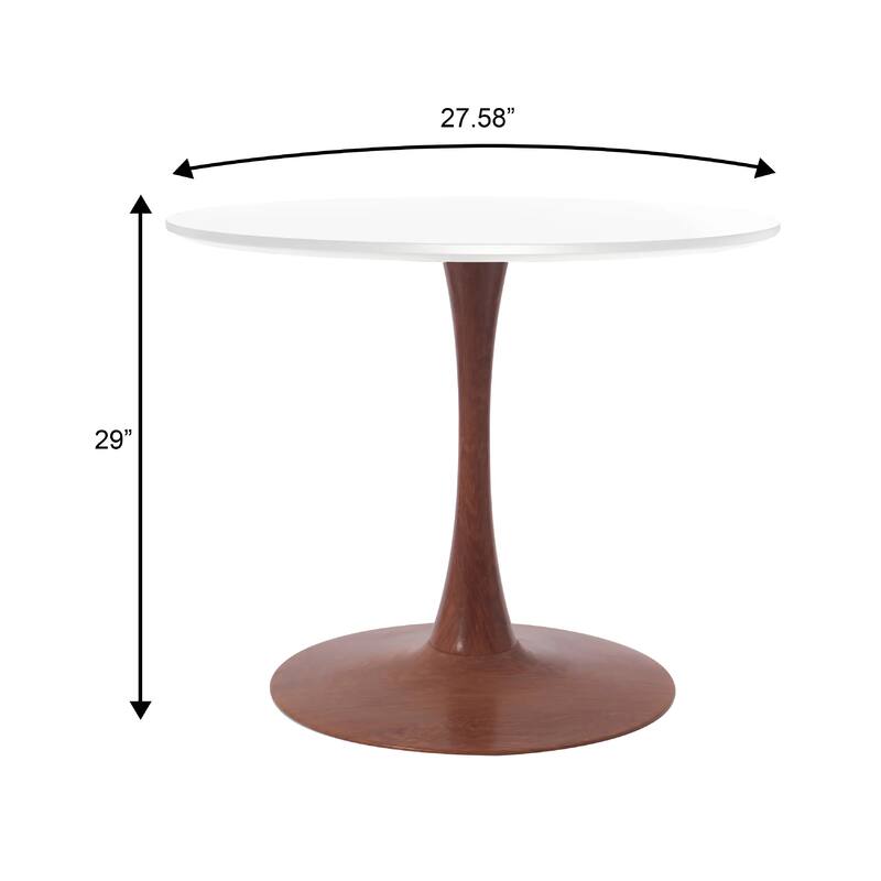 Bristol 27" Round Dining Table with MDF Top and Cherry Steel Pedestal Base for Modern Kitchen and Dining Room