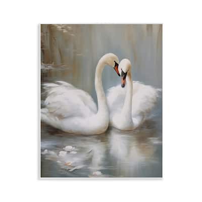 Stupell Kissing Swans on Pond Wall Plaque Art Design By Arlington Prints
