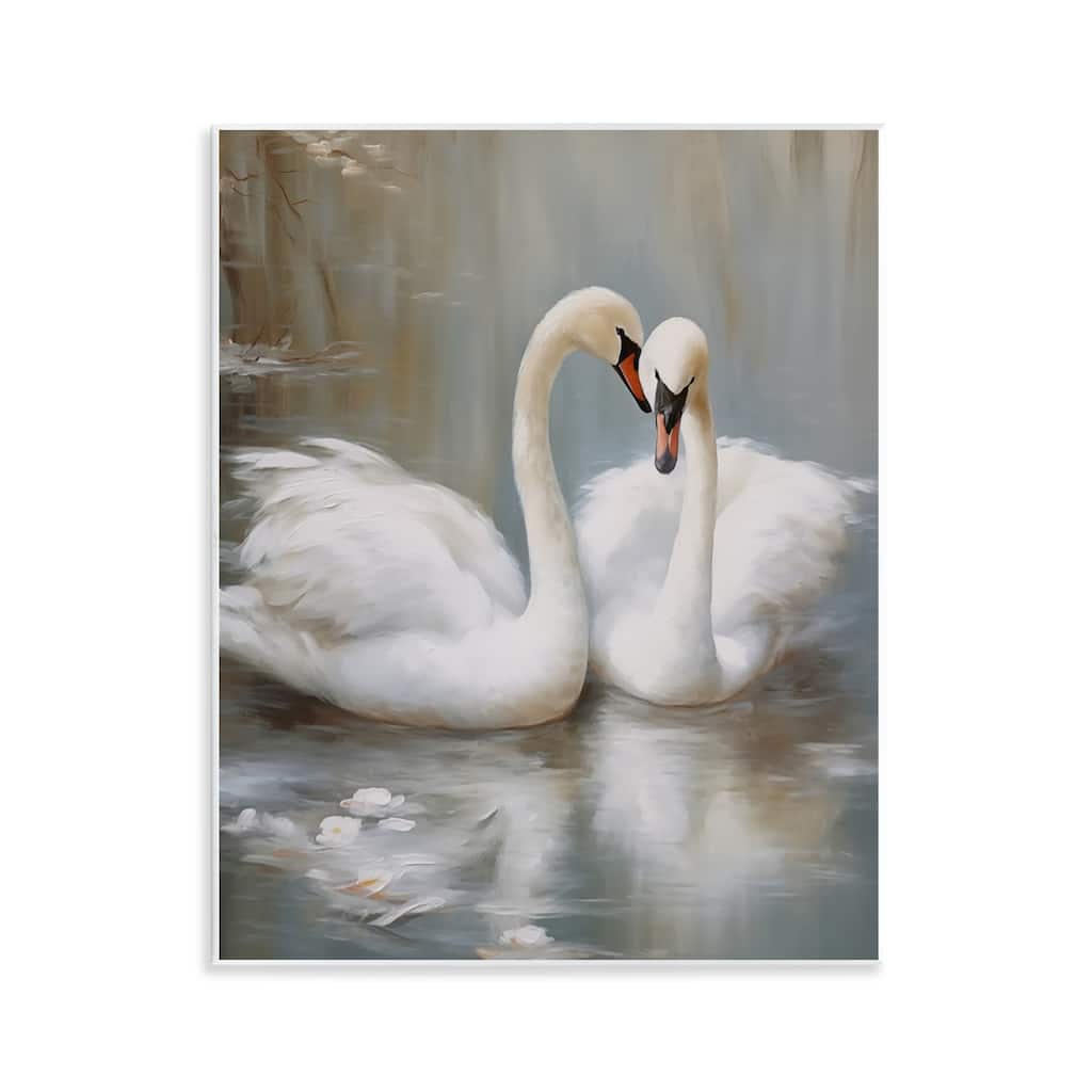 Stupell Kissing Swans on Pond Wall Plaque Art Design By Arlington Prints