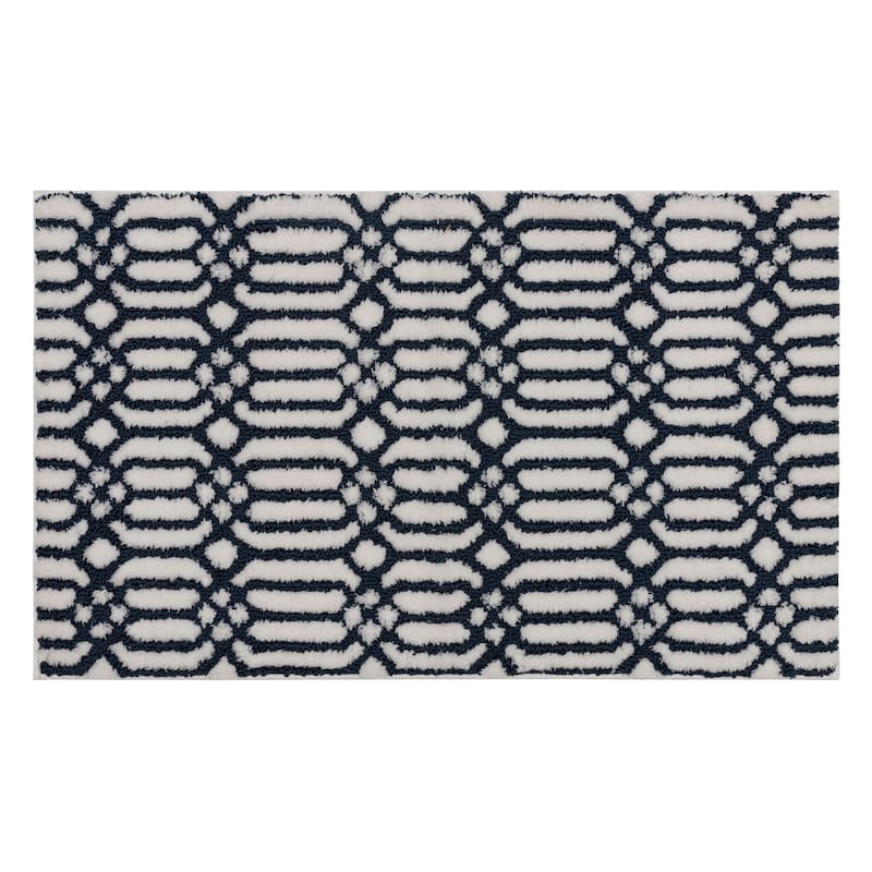 Mohawk Home Linkage Machine Washable Bath Mat - 2' x 3' 4" - White Indigo Linkage
