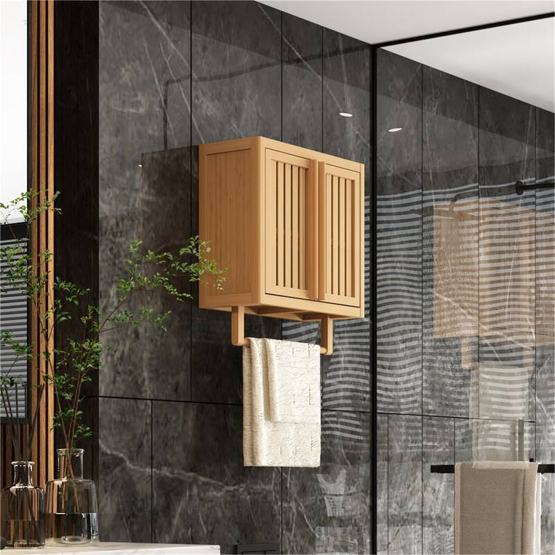 Bathroom Cabinet Wall Mounted Bamboo Toilet Storage Box