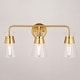 preview thumbnail 11 of 9, Harper Natural Brass Gold Bathroom Vanity Lighting Fixture, Clear Glass Shade, Dimmable, LED Compatible, Wall Mount Sconce