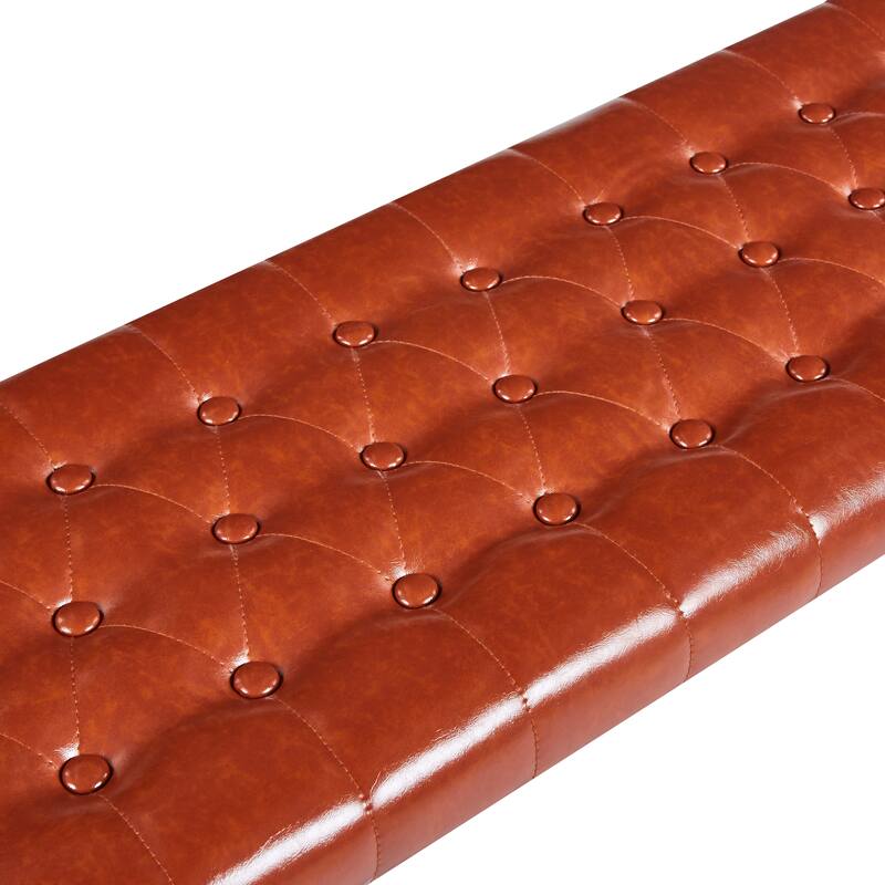Porthos Home Ellie Faux Leather Accent Bench with Metal Frame Base