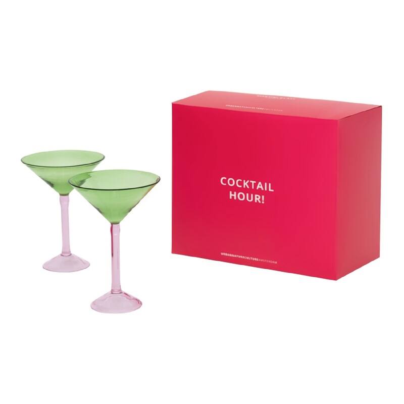 Martini Cocktail Glass, set of 2, in Gift Pack - Green