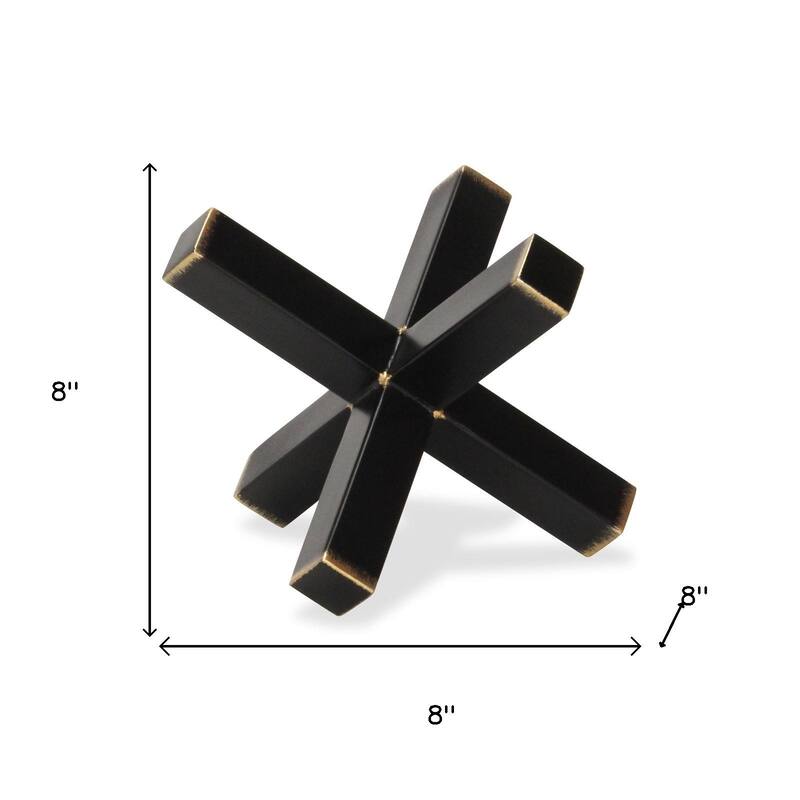 HomeRoots 8" Black Metal Hand Painted Decorative Jack - 8.00 in. x 8.00 in. x 8.00 in.