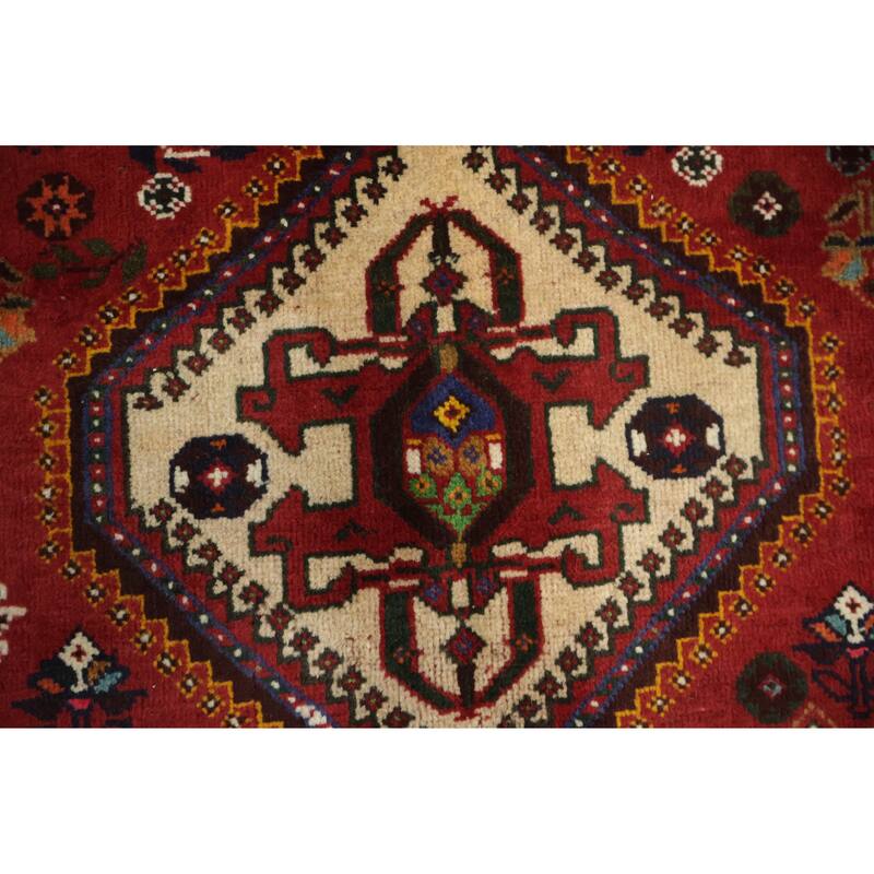 Hand Knotted Oriental 100% Wool Carpet Traditional Tribal Red Shiraz Area Rug - 6' 0'' X 4' 1''
