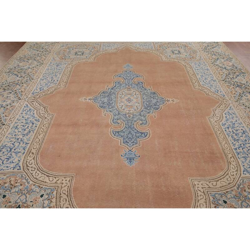 Kerman Vintage Persian Area Rug Handmade Wool Carpet - 9'5" x 12'11"