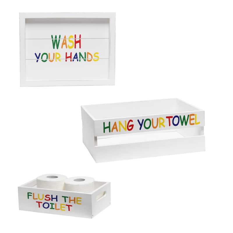 Elegant Designs Three Piece Decorative Wood Bathroom Set