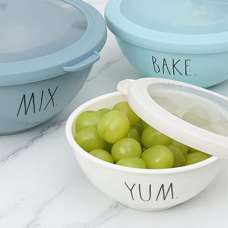 Rae Dunn Mixing Bowls with Lids - 10 Piece Plastic Nesting Bowls Set includes 5 Prep Bowls and 5 Lids