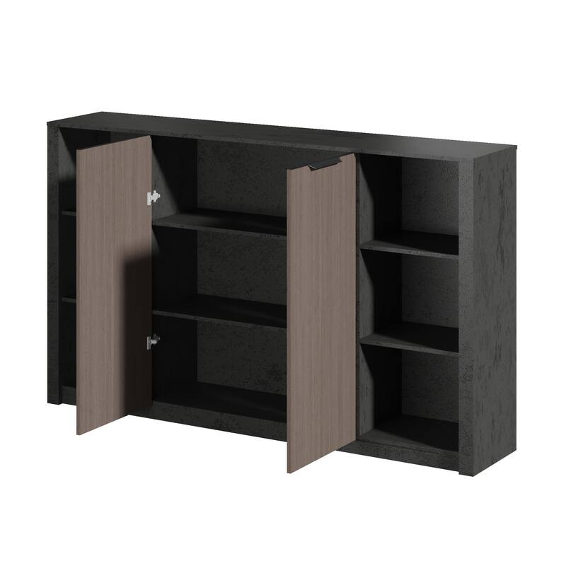 78.74inch Solid Wood File Cabinet with Doors Adjustable Shelves