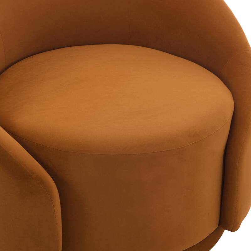 35" W Modern Upholstered Velvet/ Boucle Barrel Swivel Chair