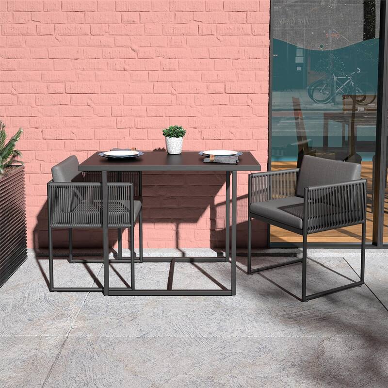 GDFStudio - Modern Nesting Outdoor Bistro Set with Resin Weave