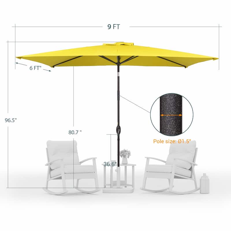 LIVOOSUN 6x9Ft Patio Market Umbrella Weather-Resistant Table Umbrella