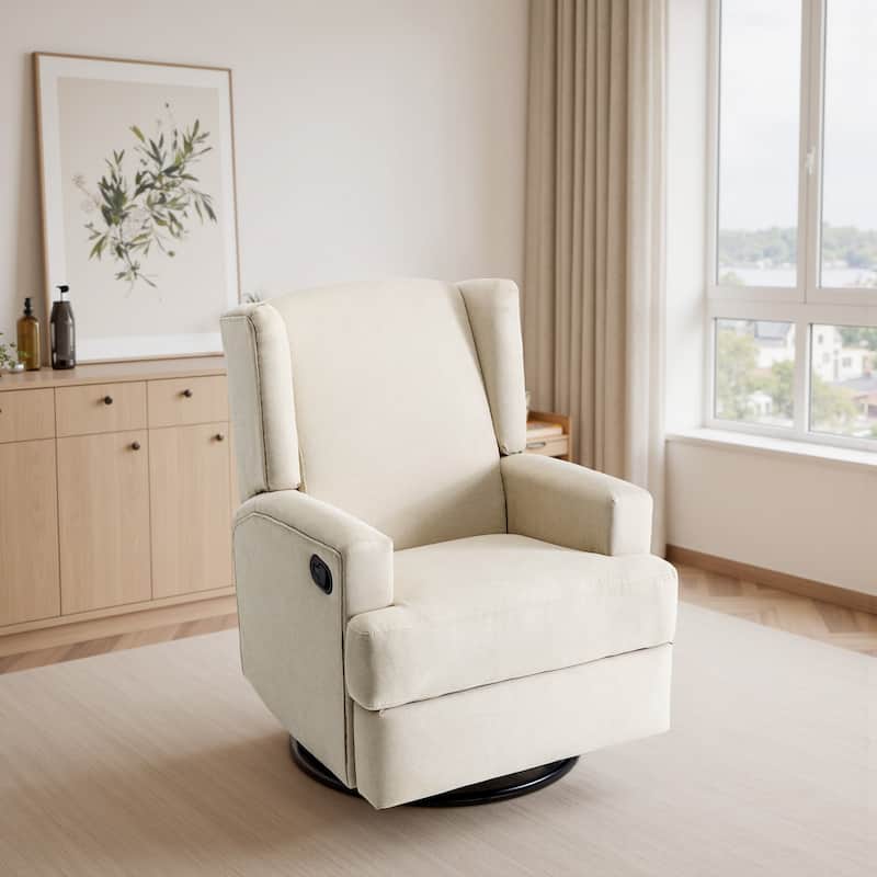 UIXE Upholstered Chenille/Boucle Swivel Glider Rocker Recliner