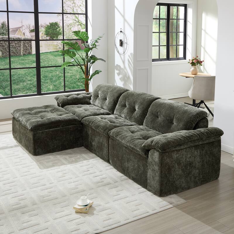 Modular Convertible Cushioned Sleeper Sofa Set