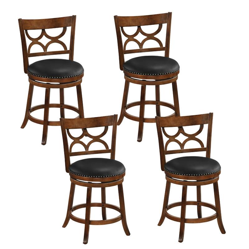 Gymax 26'' Counter Height Bar Stools Set of 4 w/Rubber Wood Frame - Counter Height - Expresso - Set of 4