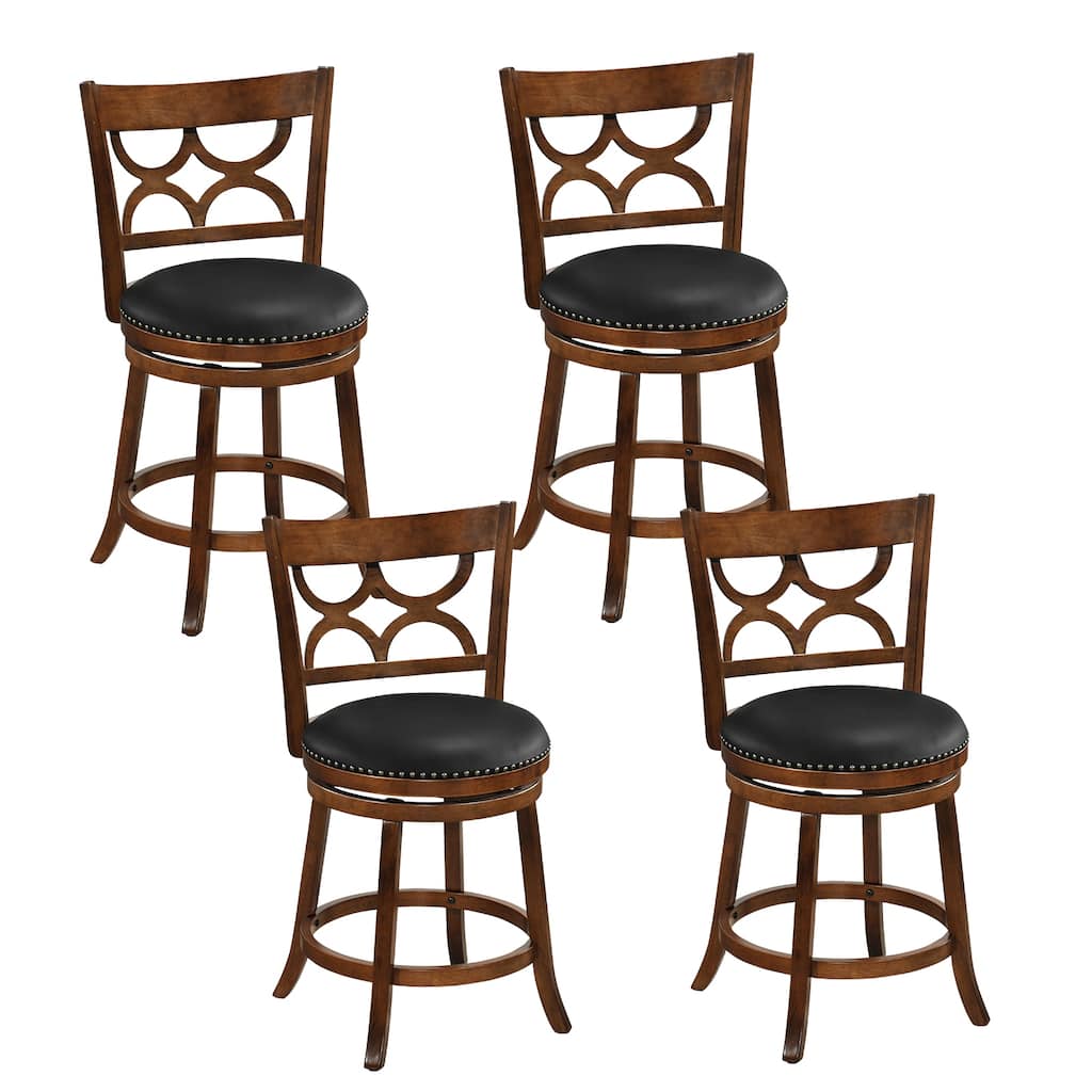 Gymax 26'' Counter Height Bar Stools Set of 4 w/Rubber Wood Frame