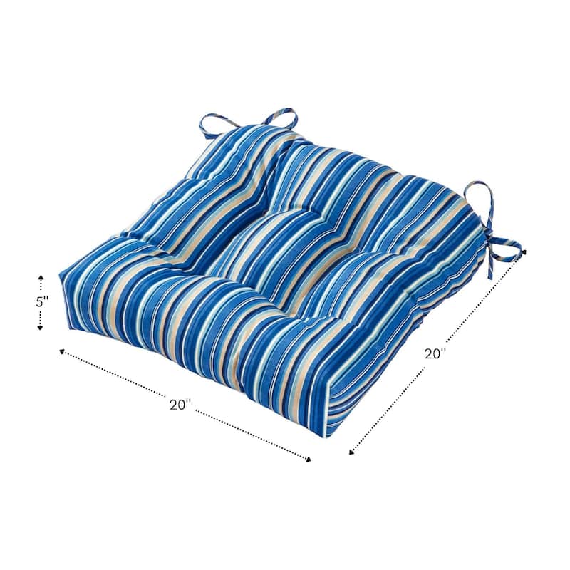 Coastal Stripe 20-inch Outdoor Chair Cushion by Greendale Home Fashions - 20w x 20l