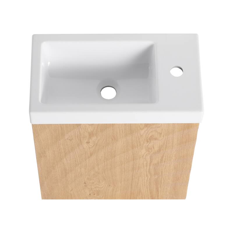 GDFStudio - Helsinki 18.5" Modern Wall-Mounted Bathroom Vanity Set with Resin Sink, Soft Closing Door & Antirust Hardware