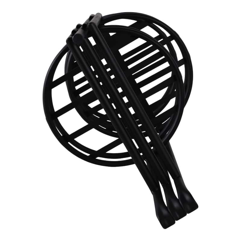 Metal Plant Stand 3-Tier Round Grid Design Powder-Coated - 22" Black - 10" x 10" x 22"