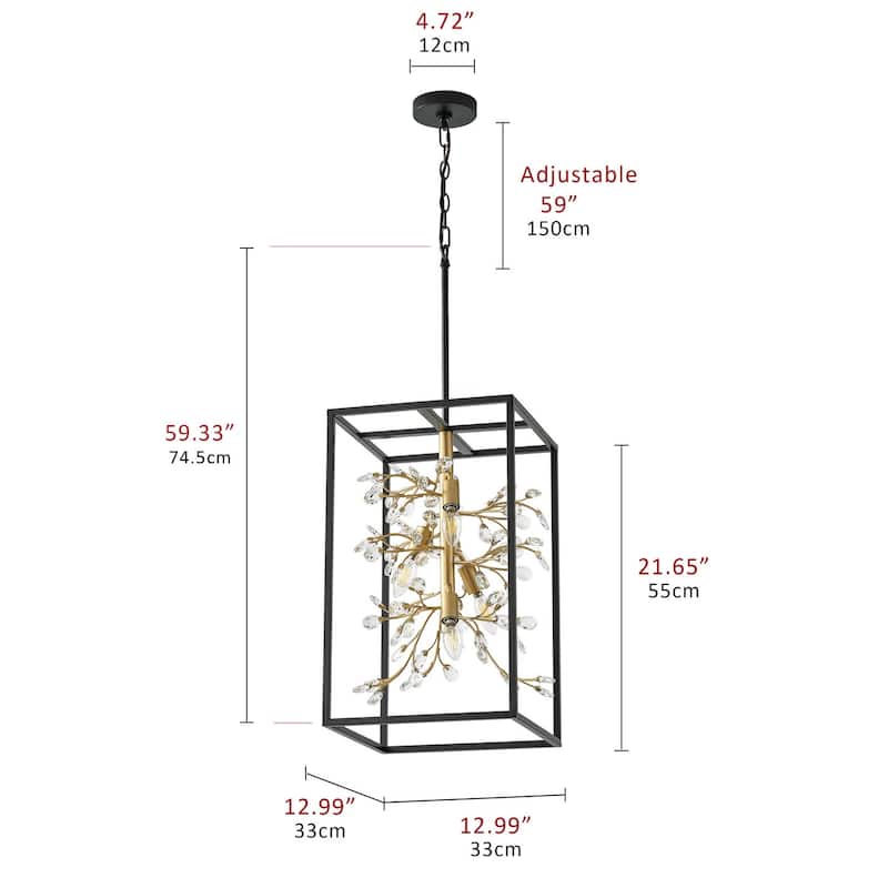 Modern Crystal Pendant Light Kitchen Island Lighting with Metal Frame