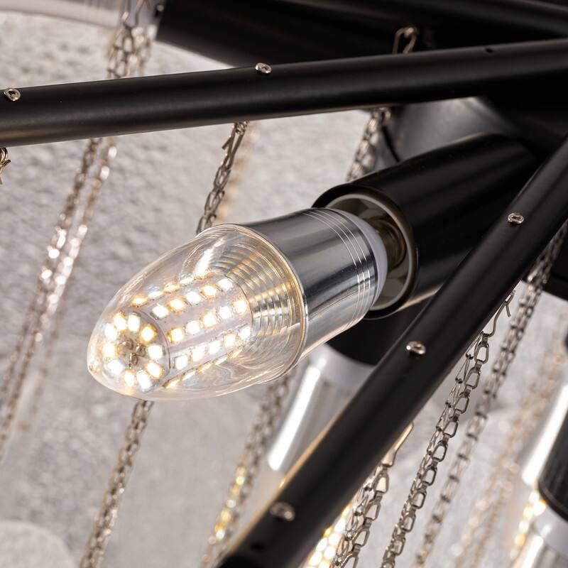 23.6" Modern 4-Tier Farmhouse Glass Chandelier, 9-Light Seeded Glass Dining Room Pendant Light - N/A