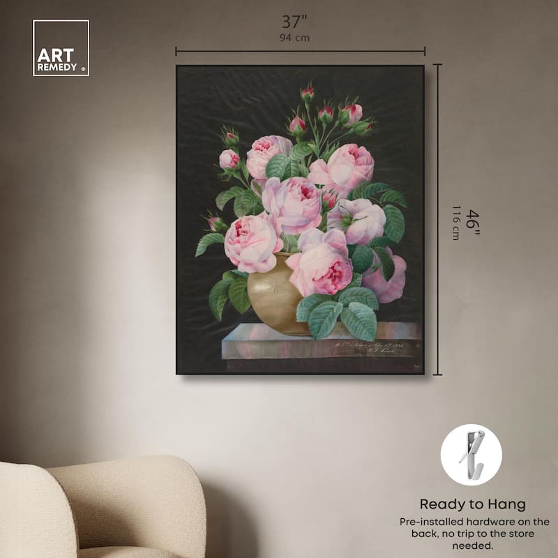 Pink Roses in a Vase Canvas by Art Remedy