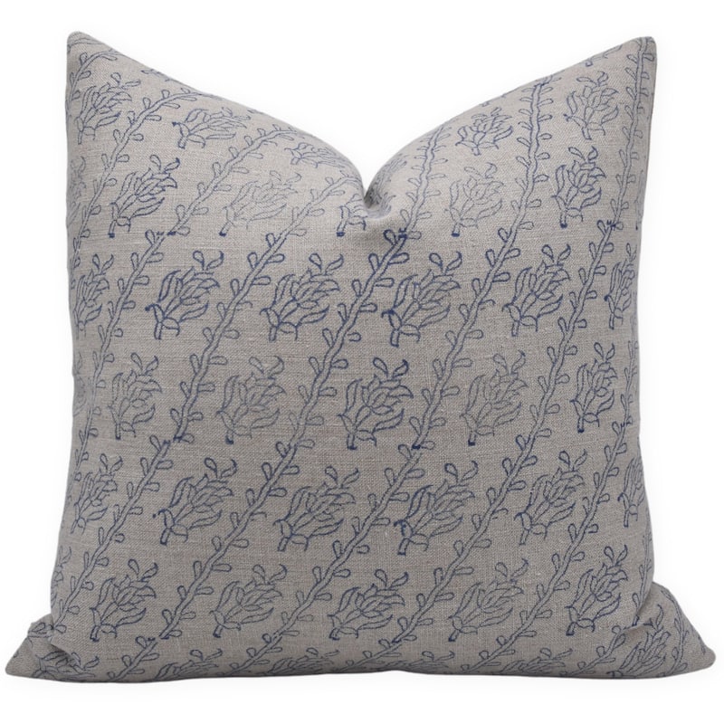 Linen Boho Block print pillow Cover - Kyari - Pillow Covers - 18" x 18"