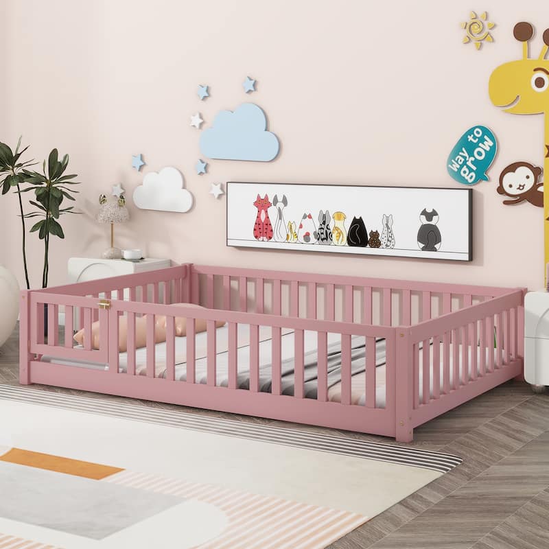 Floor Platform Bed With Fence And Door