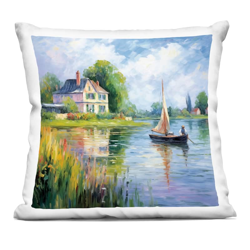 Stupell Boat Drifting Near Shore Decorative Printed Throw Pillow Design by Heidi Kuntz - Accent - Polyester - Green - Single