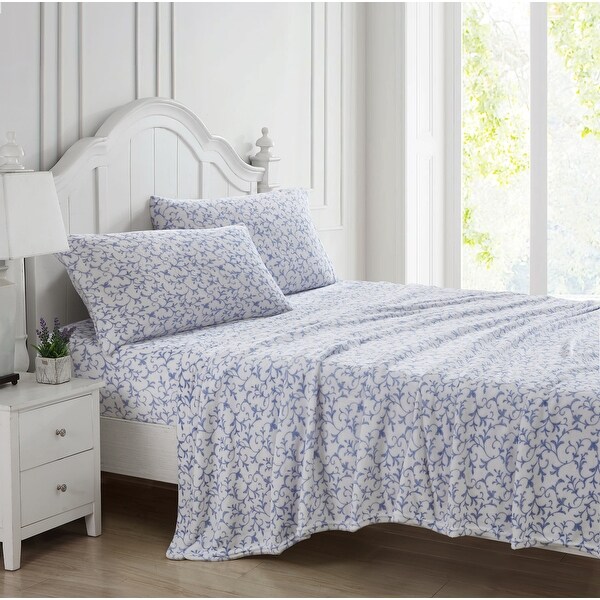 Laura Ashley Ultra Soft & Cozy Plush Fleece Deep Pocket Sheet Set
