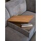 preview thumbnail 4 of 7, Velvet Upholstered and Oak Wood Sofa with Middle Console Storage