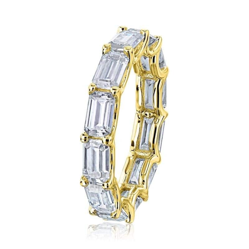 Kobelli Lab Grown Diamond 14k Solid Gold East-West 5x3mm Emerald-cut Eternity Ring (DEF/VS)